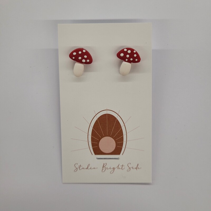 Earrings, Size: Studs, Item: Mushroom