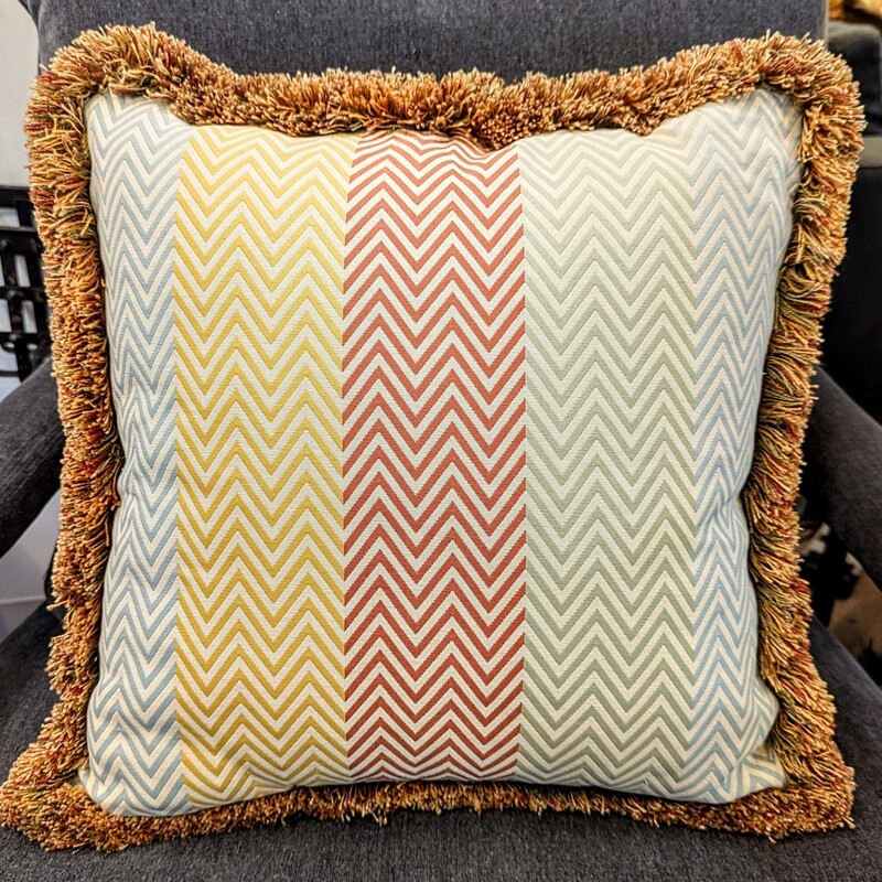 Firefly Fringe Pillow<br />
Red Yellow Green<br />
Size: 18 x 18