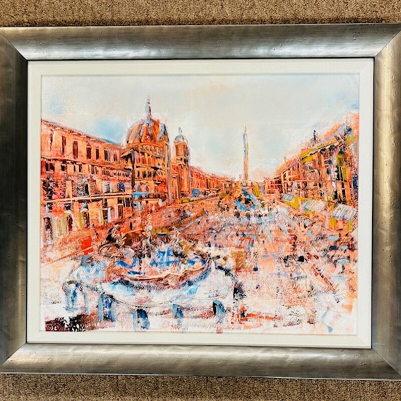 Paul Duda Gallery City Scene Artwork
Pink Blue White Silver Size: 20.5 x 17H