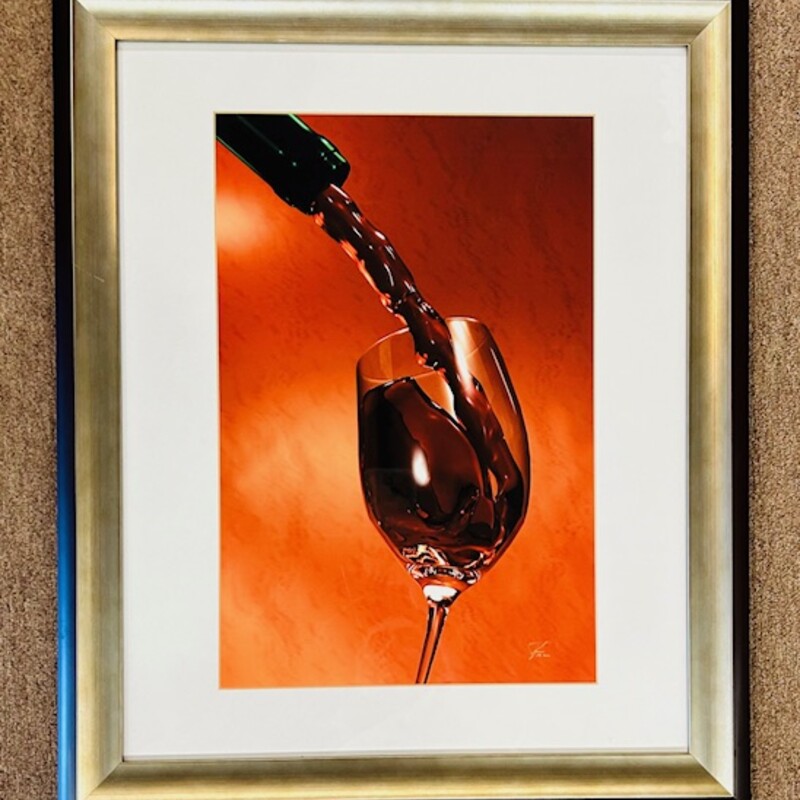 Wine Pouring Photograph in Frame
Red Orange Brown White Size: 19 x 23H