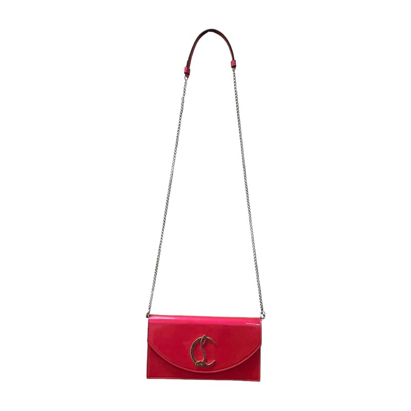 Louboutin Loubi45 Clutch<br />
<br />
Dimensions:<br />
Length: 8.5 in<br />
Height: 4.75 in<br />
Width: 1.75 in<br />
Drop: 21 in