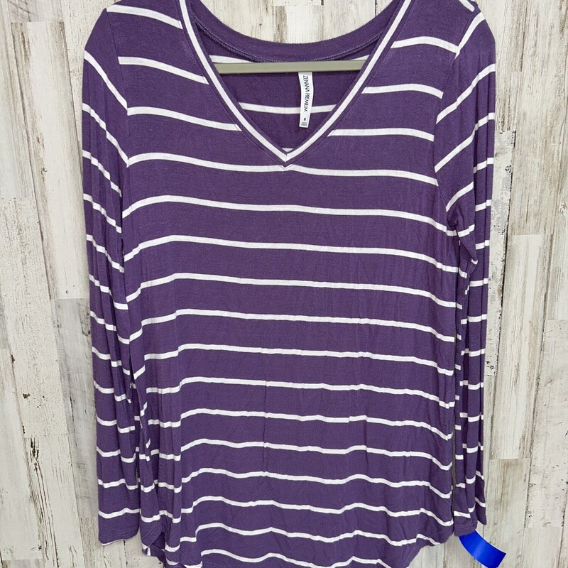 M Purple Striped Longslee, Purple, Size: Ladies M