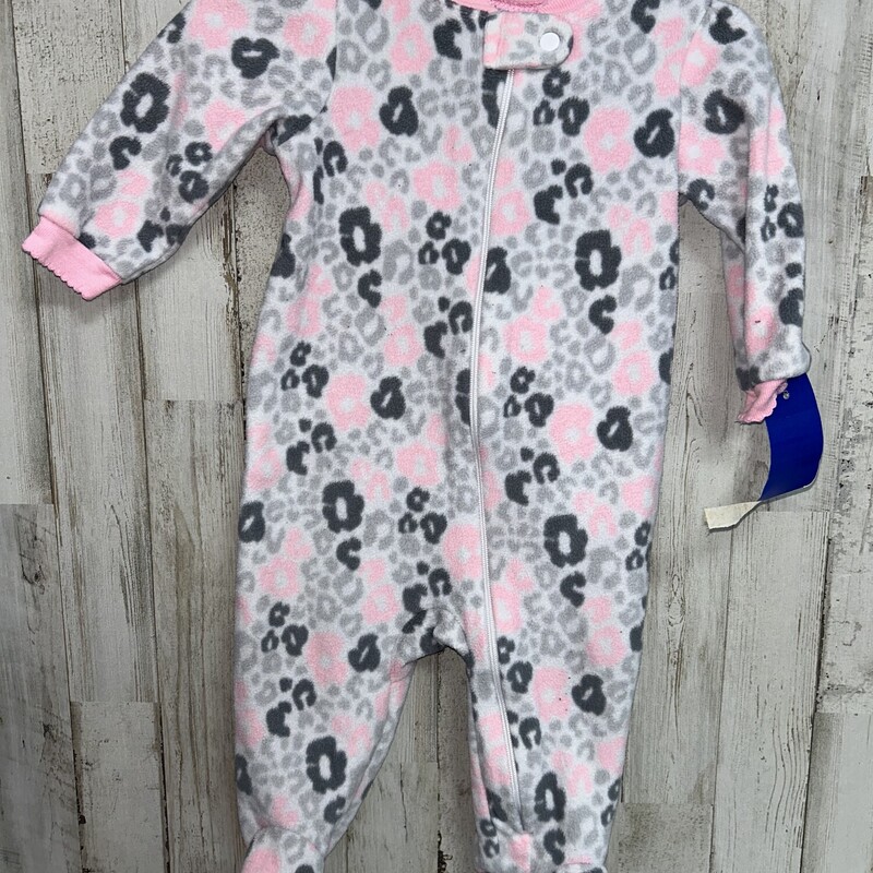 3/6M Grey Leopard Sleeper, Grey, Size: Girl NB-3m