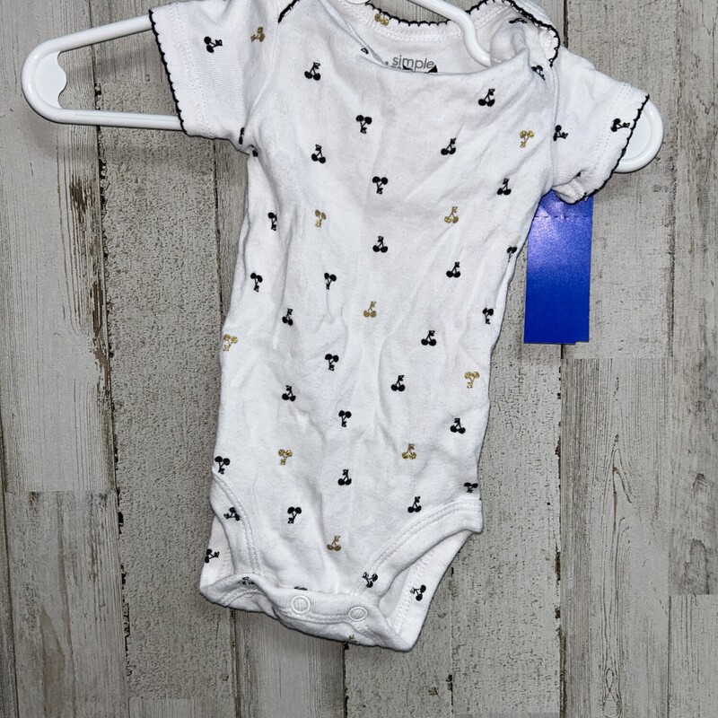 NB Black Cherry Onesie, White, Size: Girl NB-3m