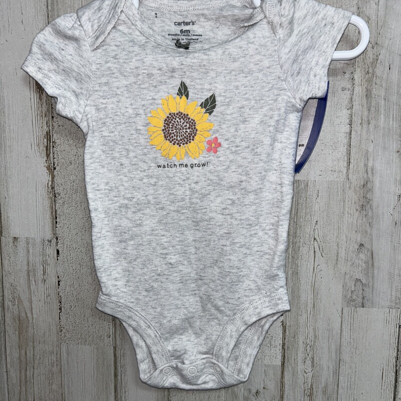 6M Watch Me Grow Onesie, Grey, Size: Girl 6-12m