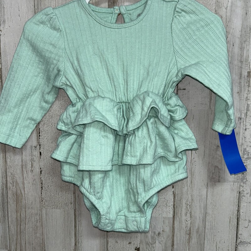 12M Green Ruffled Onesie