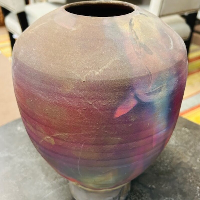 Raku Pottery Vase
Brown Red Green Yellow
Size: 8x11.5H