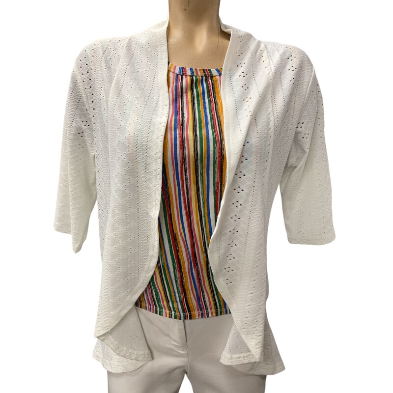 Eyelit Cardigan, White, Size: S