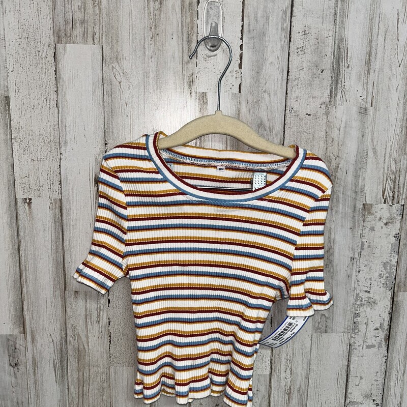 2 Colorful Stripe Ribbed, White, Size: Girl 2T