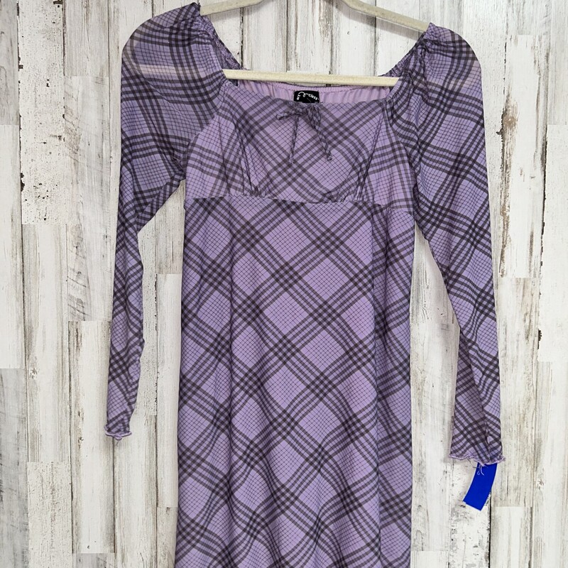 10/12 Purple Plaid Mesh D, Purple, Size: Girl 10 Up