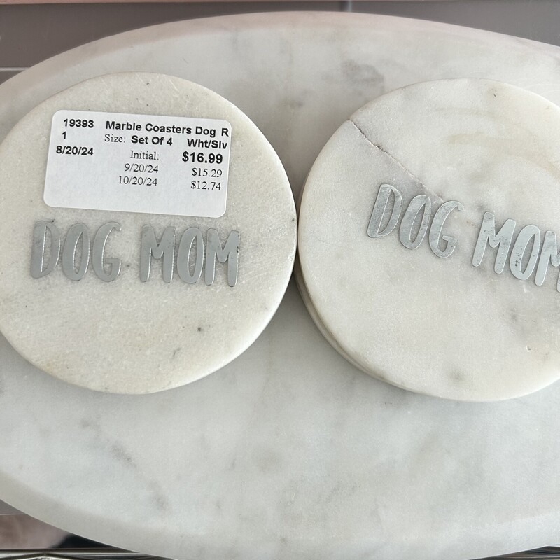 Marble Coasters Dog Mom
White & Silver
Set Of 4