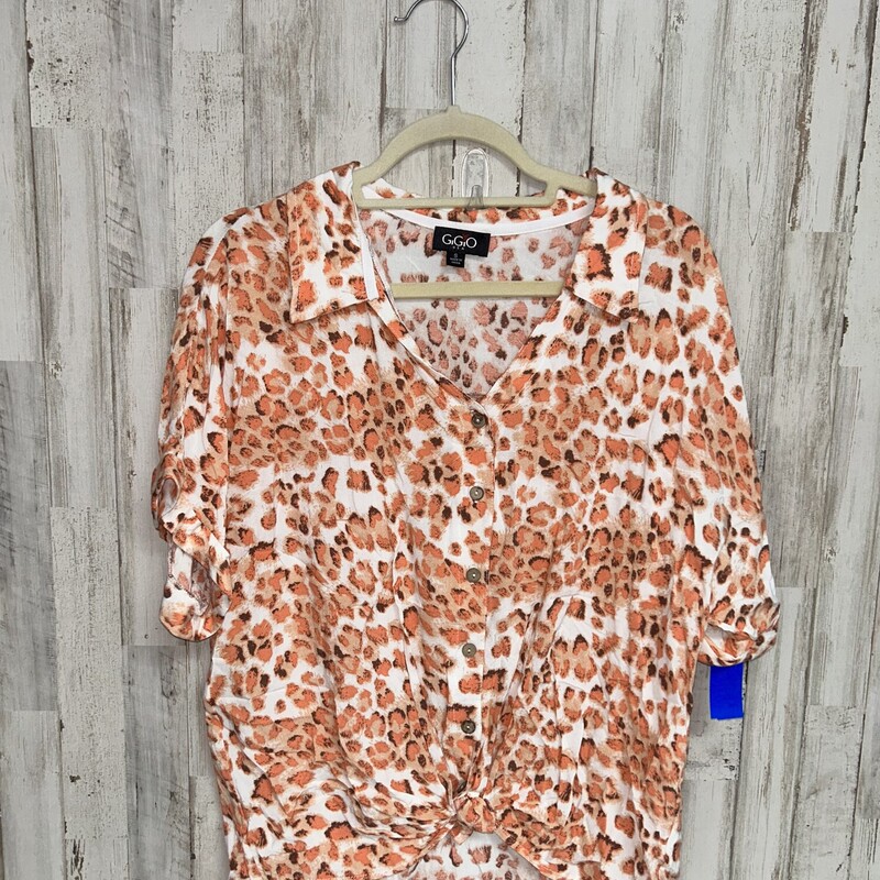 S Orange Printed Button T