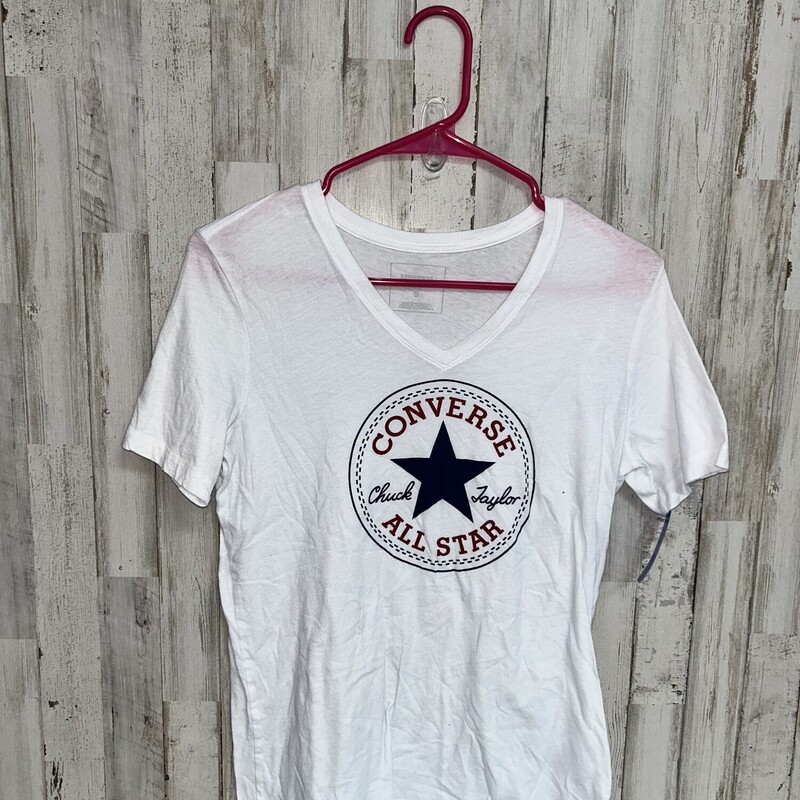 S White Logo Vneck Tee