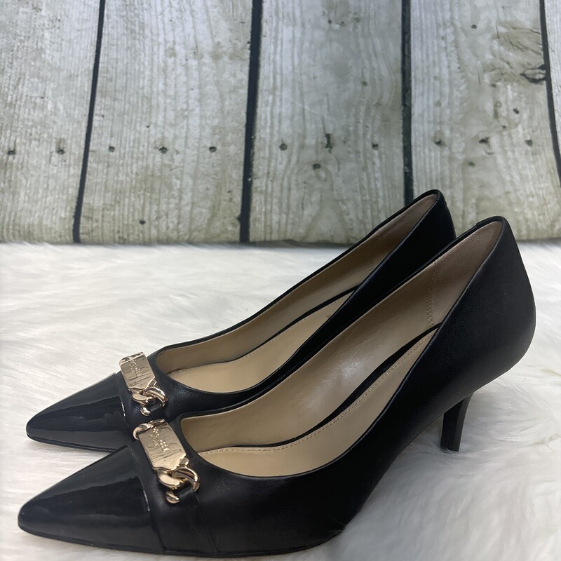 Coach Bowery Pumps, Blk/gold, Size: 7 1/2