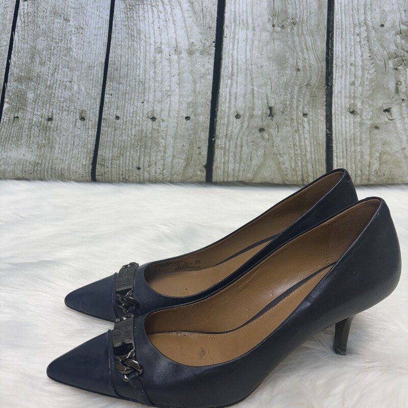 Coach Bowery Pumps, Navy/hem, Size: 7 1/2