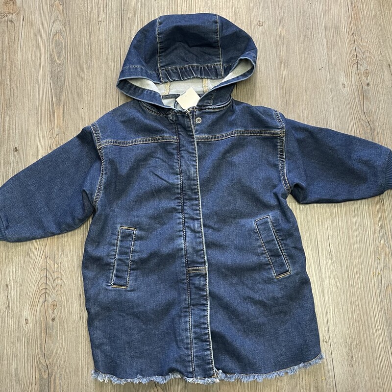 Stem Hooded Denim Jacket, Blue, Size: 3Y