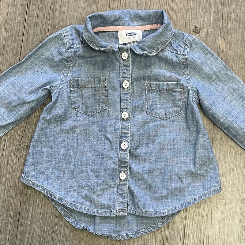 Old Navy Denim Shirt LS, Blue, Size: 12-18M