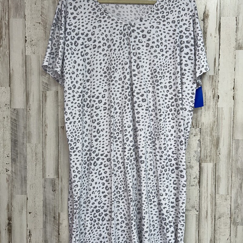 1X Grey Leopard Print Gow, Grey, Size: Ladies XL