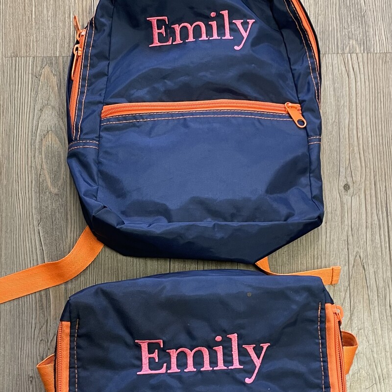 Emily Back Pack Set, Navy, Size: 2pc
Lunch box worn Inside
Back Pack Great Condition