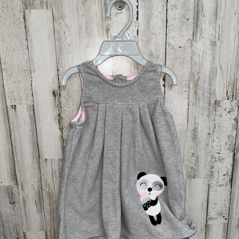 12M Gery Panda Dress, Grey, Size: Girl 6-12m