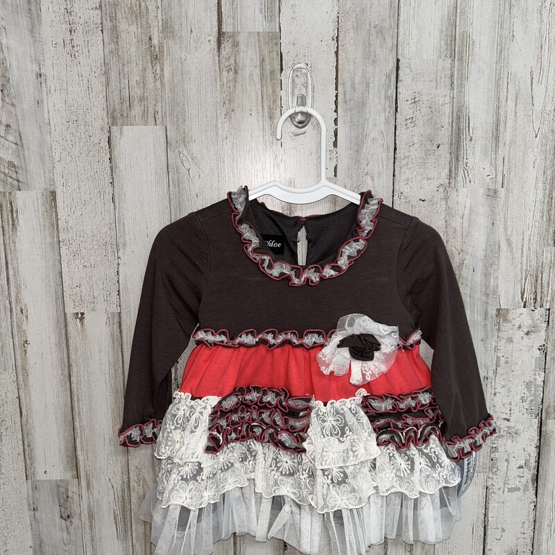 12M Brown Ruffle Lace Top