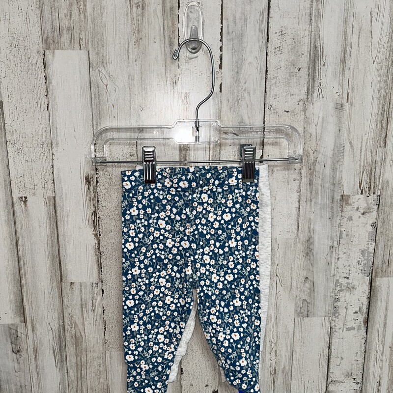 6M 2pc Floral Leggings, Teal, Size: Girl 6-12m