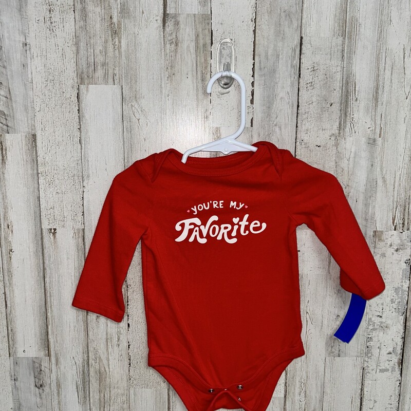 3/6M My Favorite Onesie, Red, Size: Girl NB-3m