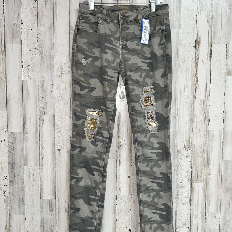 12 Camo Sequin Jeggings, Camo, Size: Girl 10 Up