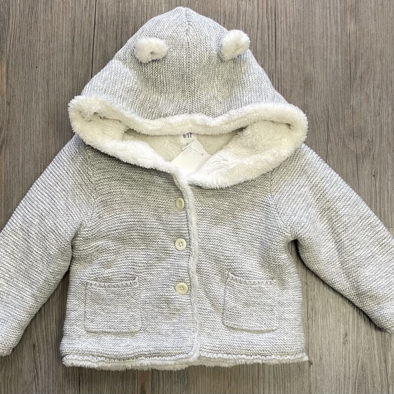 Gap Cozy Bear Cardigan, Grey, Size: 18-24M