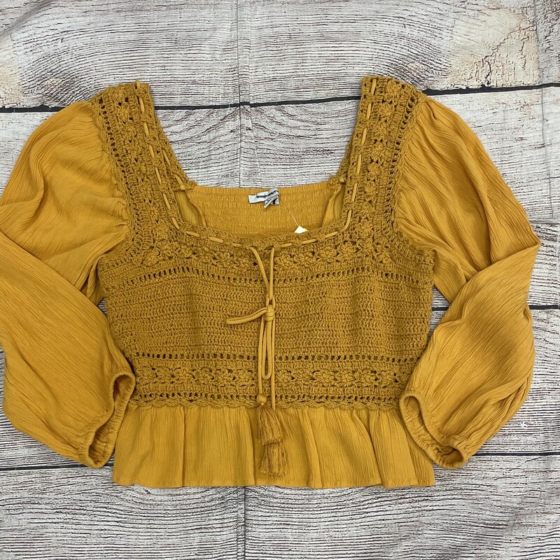 American Eagel long sleeves mustard colored cropped style top Size medium