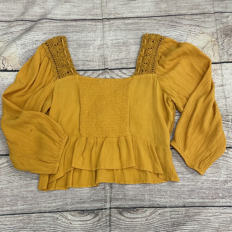 American Eagel long sleeves mustard colored cropped style top Size medium