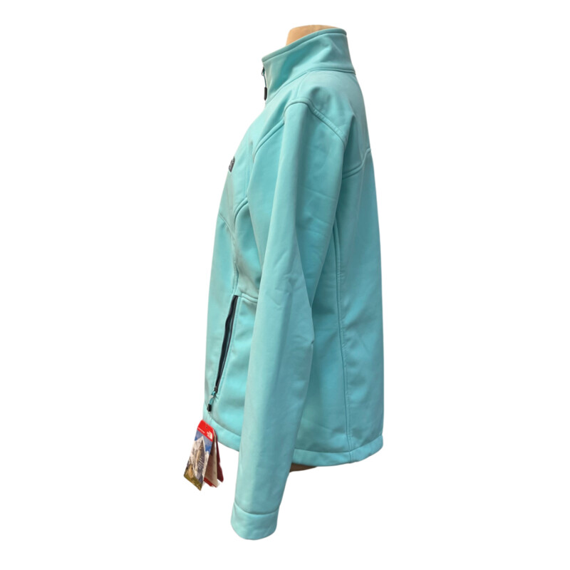 New North Face Apex Bionic Jacket<br />
TNF Apex ClimateBlock<br />
Breathable, Windproof and<br />
Water Resistant<br />
Zip Closure<br />
Zip Pockets<br />
Mint Blue<br />
Size: Large