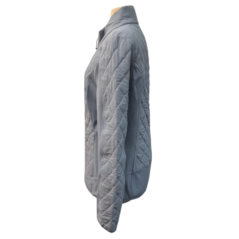 Athleta Quilted Upside Zip Jacket<br />
Zippered Pockets<br />
Inside Pockets As Well<br />
Cobblestone Gray<br />
Size: Large