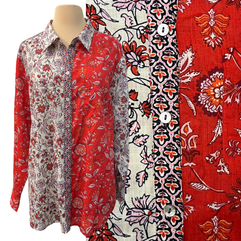 J Jill Floral Shirt
100% Cotton
Red, Cream, Navy and Orange
Size: XL