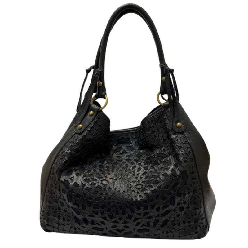 Isabella Fiore Leather Handbag
Lazer Cut Out Pattern
Inside Pockets
Inside Zipper Pocket
Magnetic Closure
Color: Black