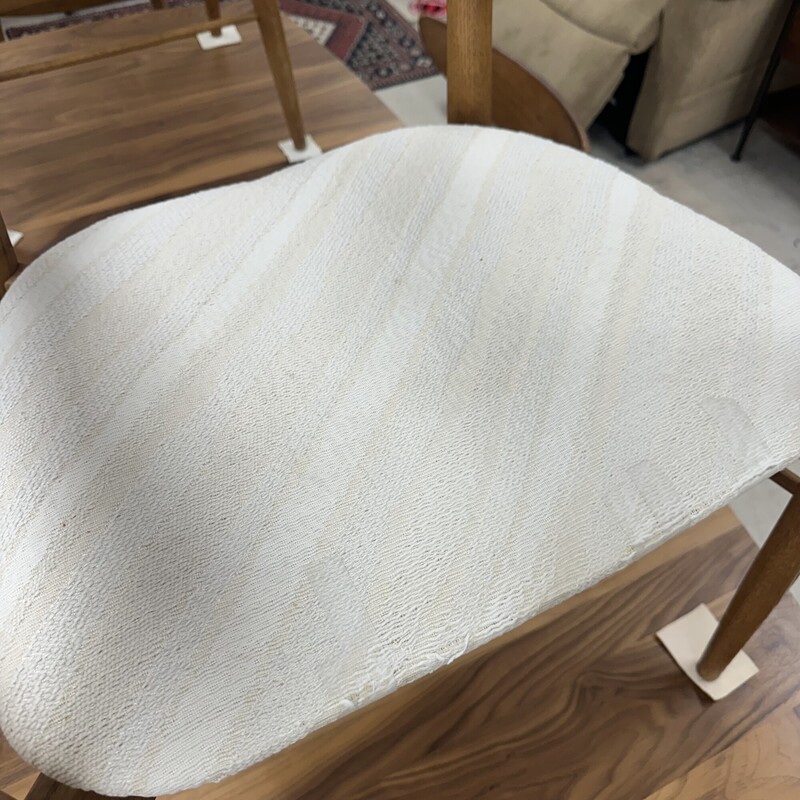 Mid Century Modern Dining Chairs, sold as a set of 8. Brown Frame with reupholstered seats. In great shape for their vintage age.