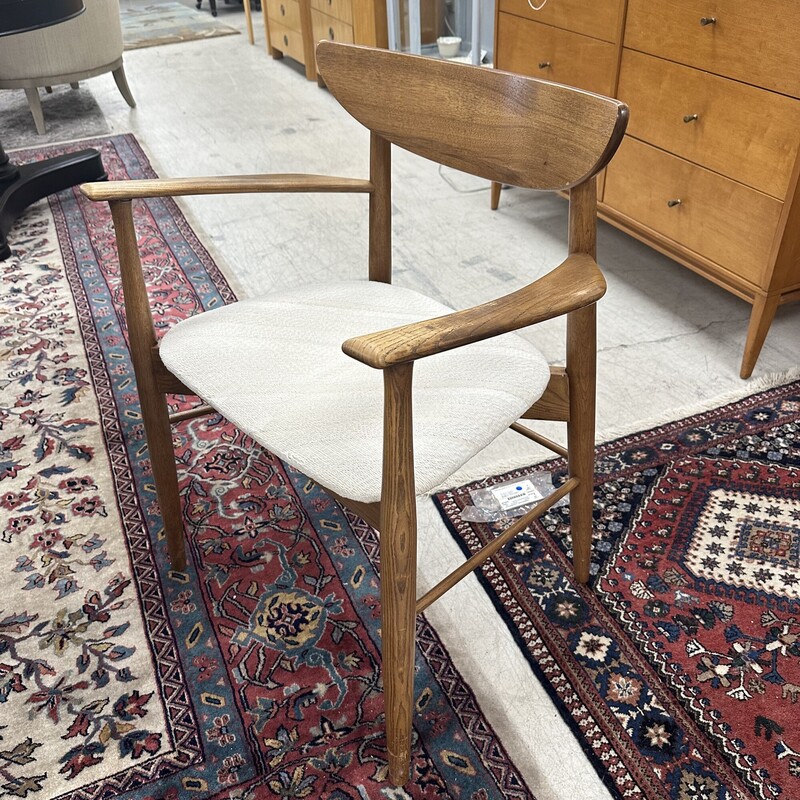 Mid Century Modern Dining Chairs, sold as a set of 8. Brown Frame with reupholstered seats. In great shape for their vintage age.