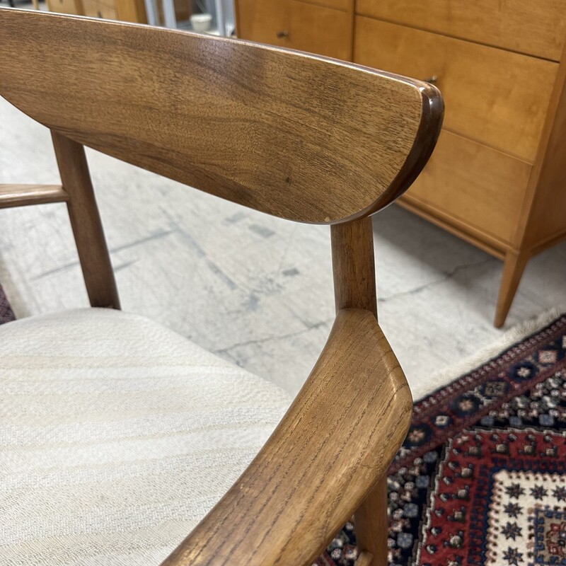 Mid Century Modern Dining Chairs, sold as a set of 8. Brown Frame with reupholstered seats. In great shape for their vintage age.