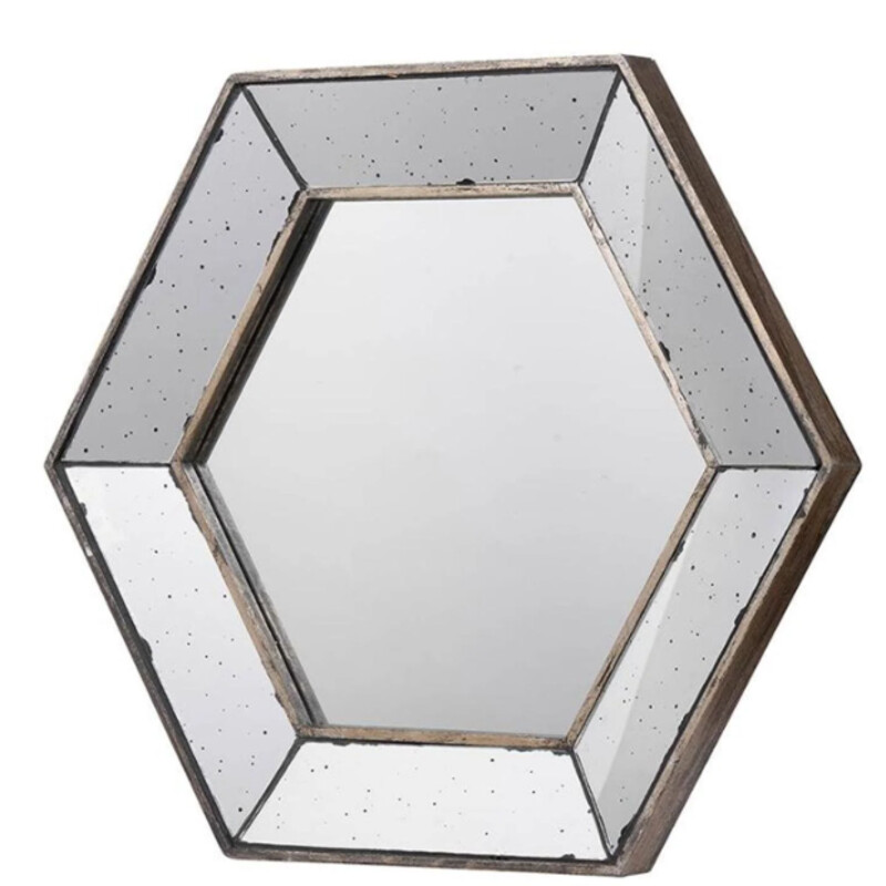 Distressed Hexagonal Mirror
Brown
Size: 20.5x18H