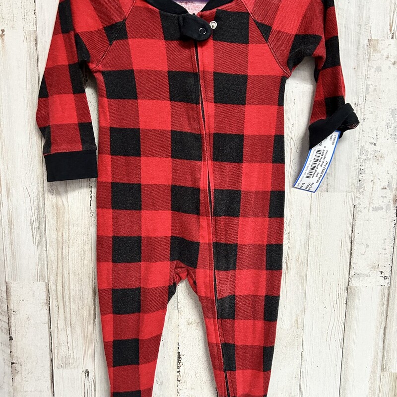 6/9M Red Plaid Sleeper, Red, Size: Boy 0-9m