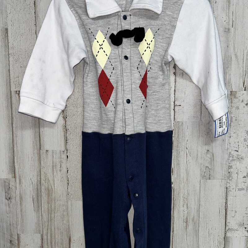 18/24M Suit Print Romper, Navy, Size: Boy 12-24m