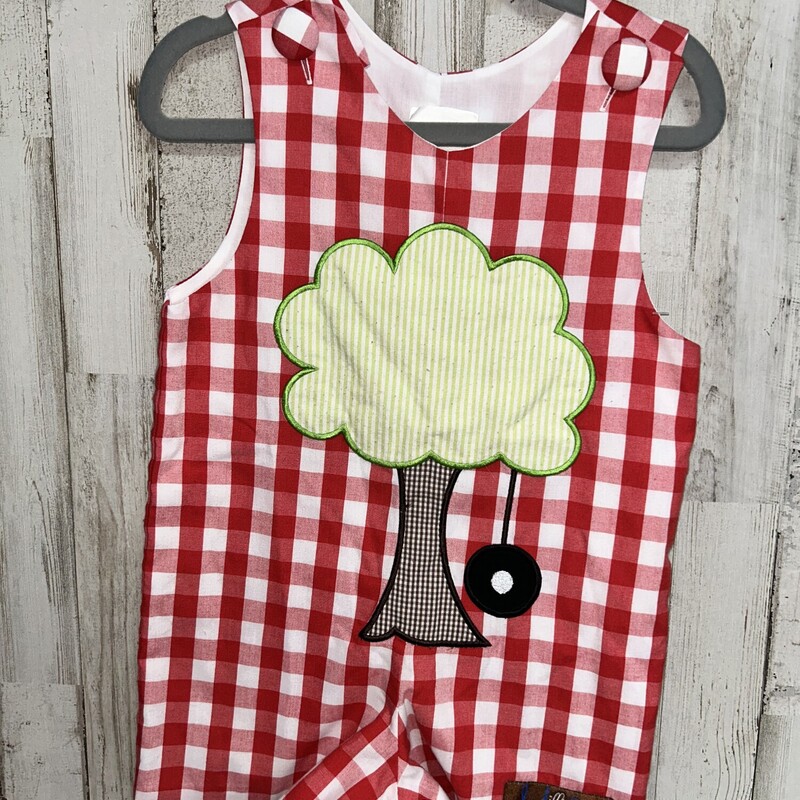 12M Red Plaid Tree Romper