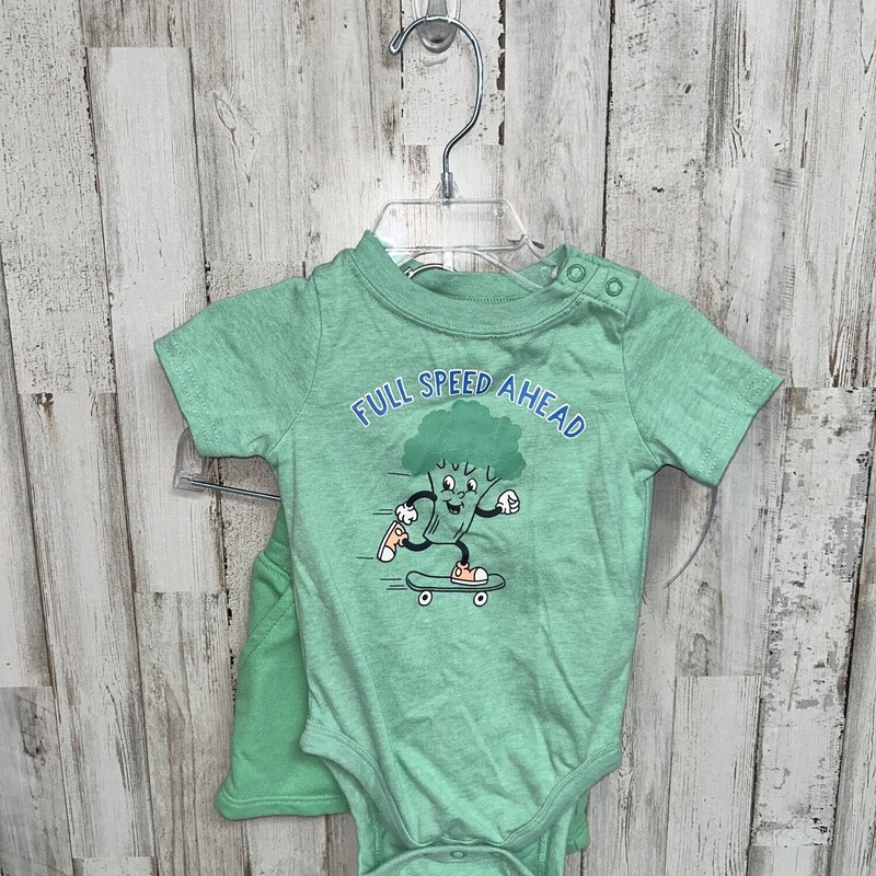 12M 2pc Full Speed Ahead, Green, Size: Boy 12-24m