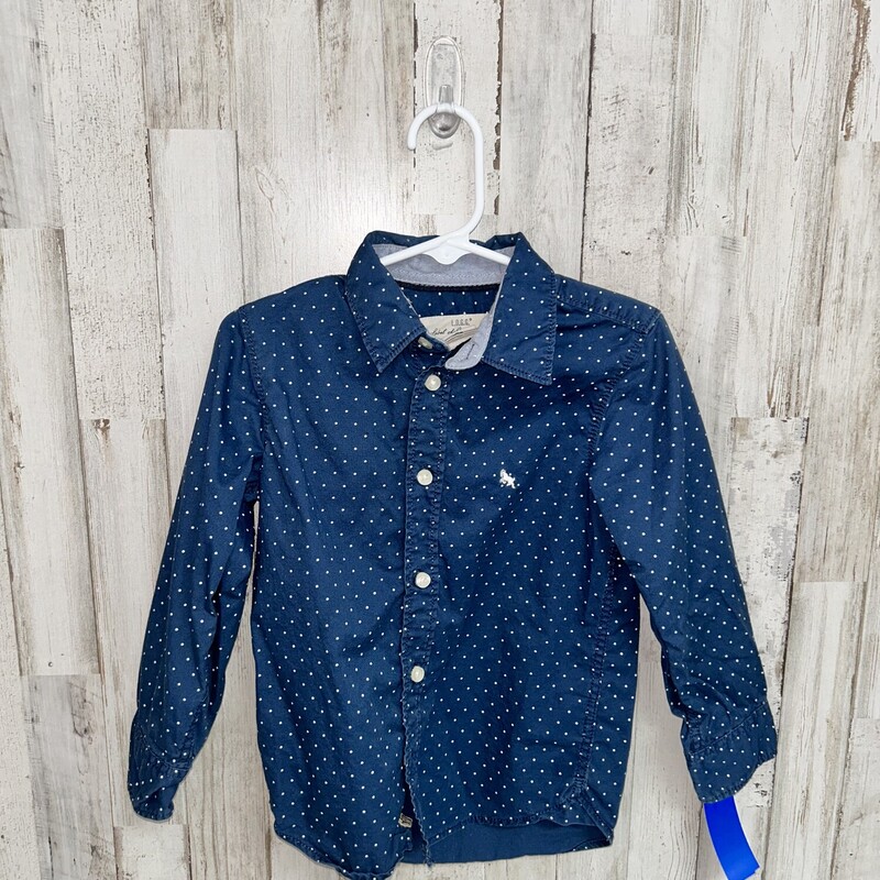 3/4 Blue Dotted Button Up, Blue, Size: Boy 2T-4T