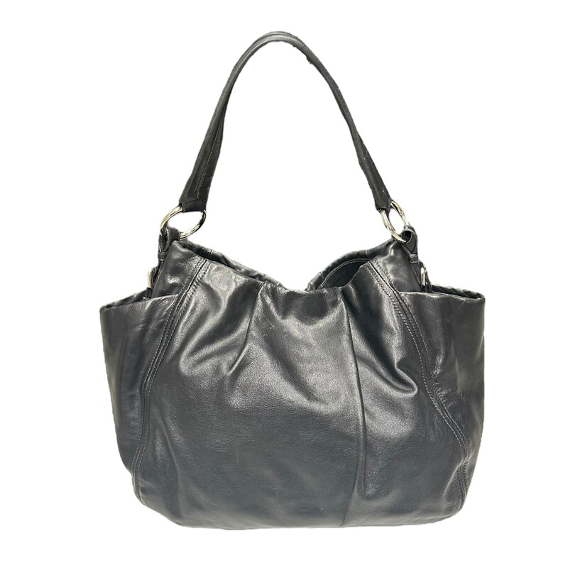 PRADA Soft Calf Pleated Hobo in Nero Black<br />
Calfskin leather<br />
Dimensions:13W x 12H x 5.5D<br />
*Some minor fading at the top of the bag<br />
<br />
Factory Code: 113-12