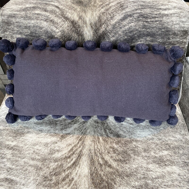 Navy Blue Pom Pillow

Size: 24x12