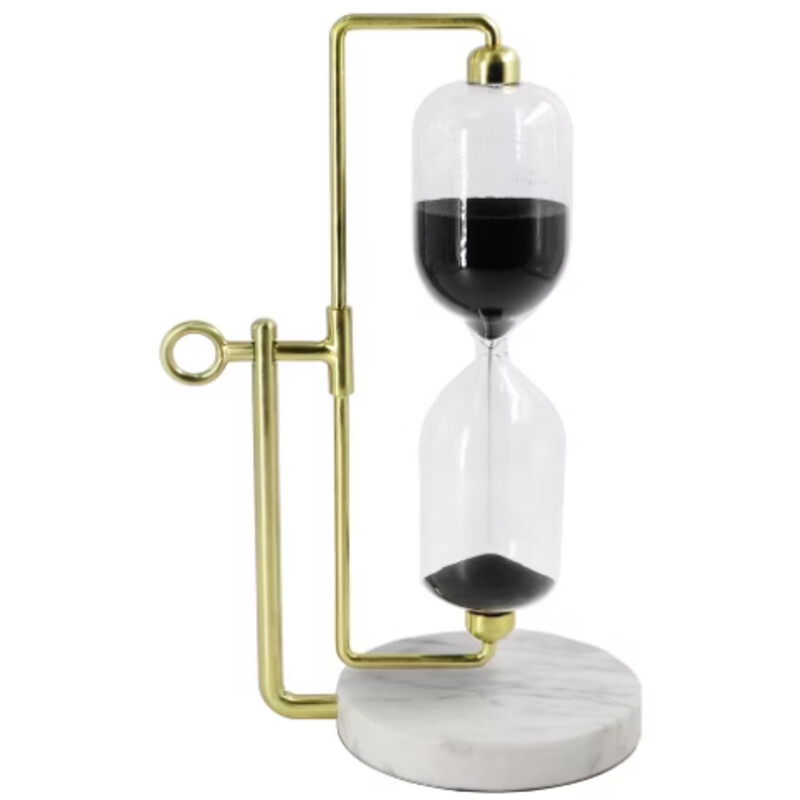 Marble & Metal Turning Hourglass
Gold White Black Clear Size: 6 x 11H