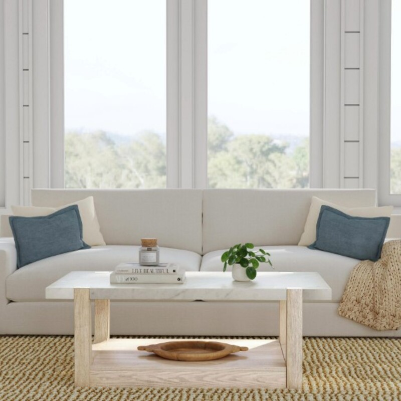 Pottery Barn Jack Marble Coffee Table
White Grey Marble on Bleached Oak
Size: 50x28x18H
NEW
Retail $1300
MATCHING ACCENT TABLES SOLD SEPARATELY