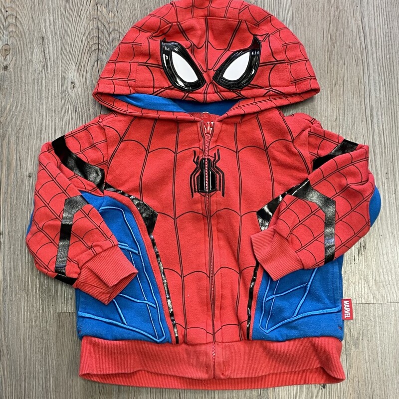 Disney  Spiderman Hoodie, Red, Size: 2Y