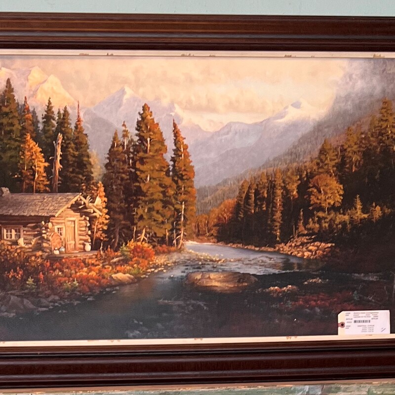 Log Cabin On The River, Giclee, Framed
48in x 33in